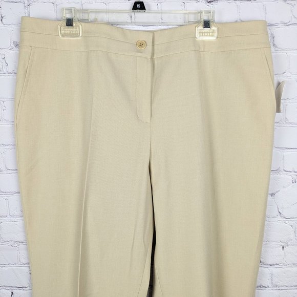 Talbots Dress Pants Womens Size 18 Beige Polyester Blend Stretch Straight Leg - Picture 2 of 10